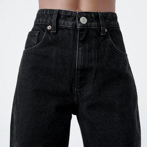 Zara Hi Rise Wide Leg Jeans in Black, Size 40 (8)